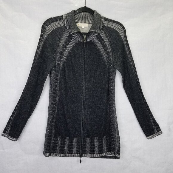 Indigenous Fair Trade Sweater Women's S Gray Zip Up Cardigan Organic Cotton Peru - Picture 1 of 11